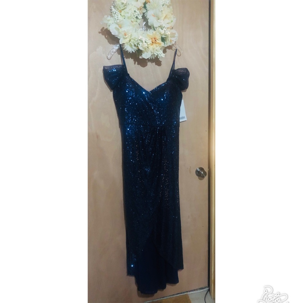 Christina Wu Celebration collection navy sequins